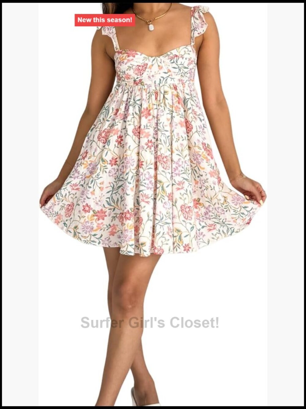 Women Y2K Mini Dress Flowy Babydoll Ruffle Strap Summer Sleeveless
